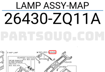 Nissan 26430ZQ11A LAMP ASSY-MAP
