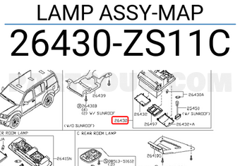 Nissan 26430ZS11C LAMP ASSY-MAP