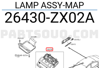 Nissan 26430ZX02A LAMP ASSY-MAP