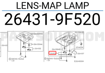 Nissan 264319F520 LENS-MAP LAMP