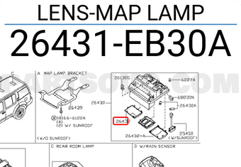 Nissan 26431EB30A LENS-MAP LAMP