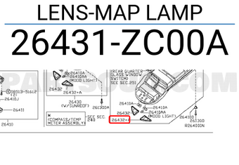 Nissan 26431ZC00A LENS-MAP LAMP