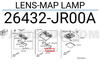Nissan 26432JR00A LENS-MAP LAMP