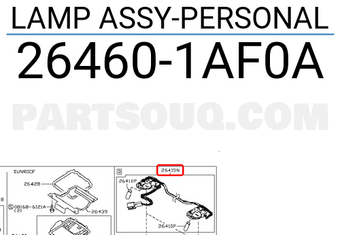 Nissan 264601AF0A LAMP ASSY-PERSONAL