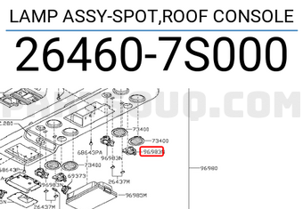 Nissan 264607S000 LAMP ASSY-SPOT,ROOF CONSOLE