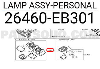 Nissan 26460EB301 LAMP ASSY-PERSONAL