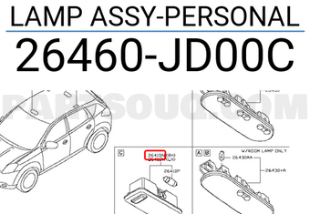 Nissan 26460JD00C LAMP ASSY-PERSONAL