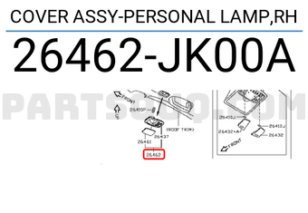 Nissan 26462JK00A COVER ASSY-PERSONAL LAMP,RH