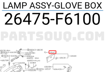 Nissan 26475F6100 LAMP ASSY-GLOVE BOX