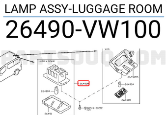 Nissan 26490VW100 LAMP ASSY-LUGGAGE ROOM