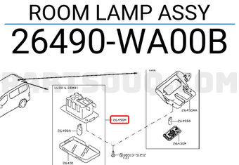 Nissan 26490WA00B ROOM LAMP ASSY