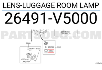 Nissan 26491V5000 LENS-LUGGAGE ROOM LAMP