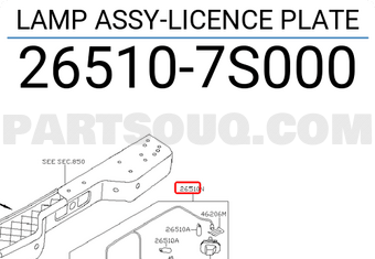 Nissan 265107S000 LAMP ASSY-LICENCE PLATE