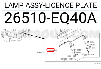 Nissan 26510EQ40A LAMP ASSY-LICENCE PLATE