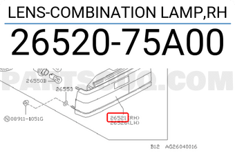 Nissan 2652075A00 LENS-COMBINATION LAMP,RH