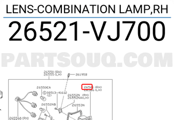 Nissan 26521VJ700 LENS-COMBINATION LAMP,RH