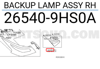 Nissan 265409HS0A BACKUP LAMP ASSY RH