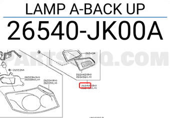 Nissan 26540JK00A LAMP A-BACK UP