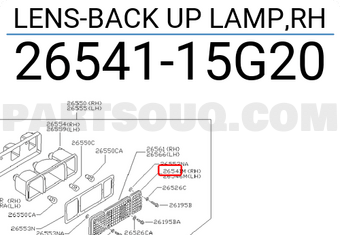 Nissan 2654115G20 LENS-BACK UP LAMP,RH