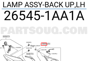 Nissan 265451AA1A LAMP ASSY-BACK UP,LH