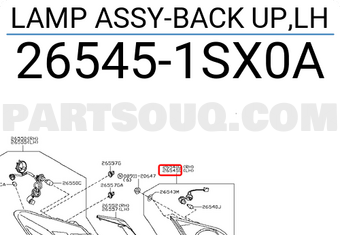 Nissan 265451SX0A LAMP ASSY-BACK UP,LH