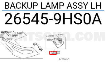 Nissan 265459HS0A BACKUP LAMP ASSY LH