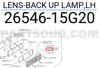 Nissan 2654615G20 LENS-BACK UP LAMP,LH