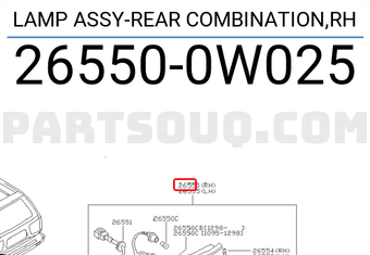 Nissan 265500W025 LAMP ASSY-REAR COMBINATION,RH