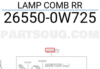 Nissan 265500W725 LAMP COMB RR
