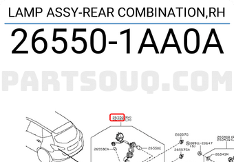 Nissan 265501AA0A LAMP ASSY-REAR COMBINATION,RH