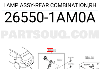 Nissan 265501AM0A LAMP ASSY-REAR COMBINATION,RH