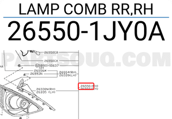 Nissan 265501JY0A LAMP COMB RR,RH