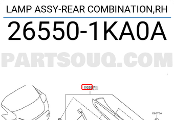 Nissan 265501KA0A LAMP ASSY-REAR COMBINATION,RH