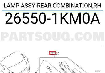 Nissan 265501KM0A LAMP ASSY-REAR COMBINATION,RH