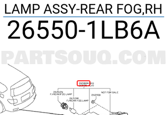 Nissan 265501LB6A LAMP ASSY-REAR FOG,RH