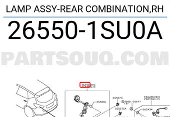 Nissan 265501SU0A LAMP ASSY-REAR COMBINATION,RH
