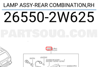 Nissan 265502W625 LAMP ASSY-REAR COMBINATION,RH