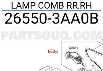 Nissan 265503AA0B LAMP COMB RR,RH