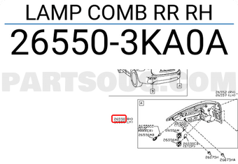 Nissan 265503KA0A LAMP COMB RR RH