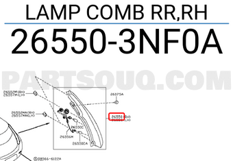 Nissan 265503NF0A LAMP COMB RR,RH