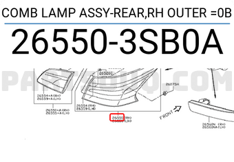 Nissan 265503SB0A COMB LAMP ASSY-REAR,RH OUTER =0B