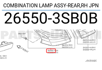 Nissan 265503SB0B COMBINATION LAMP ASSY-REAR,RH JPN
