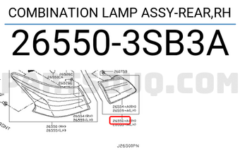 Nissan 265503SB3A COMBINATION LAMP ASSY-REAR,RH