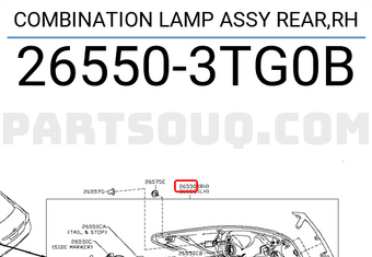 Nissan 265503TG0B COMBINATION LAMP ASSY REAR,RH