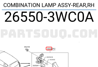 Nissan 265503WC0A COMBINATION LAMP ASSY-REAR,RH