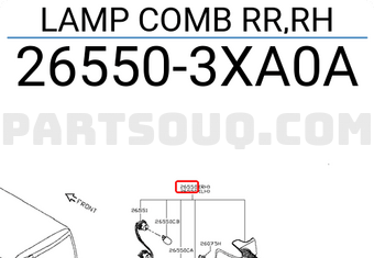 Nissan 265503XA0A LAMP COMB RR,RH