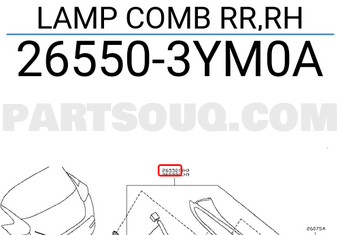 Nissan 265503YM0A LAMP COMB RR,RH