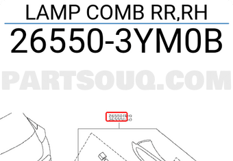Nissan 265503YM0B LAMP COMB RR,RH