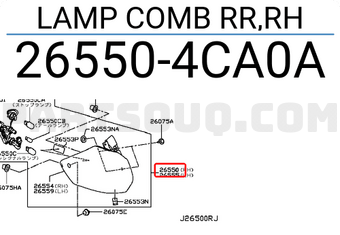 Nissan 265504CA0A LAMP COMB RR,RH
