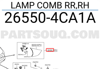 Nissan 265504CA1A LAMP COMB RR,RH